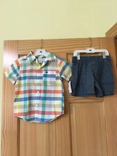 NEW Carter's Boys Plaid Shirt & Shorts Set 2pcs Multicolor 2T,4T,5T