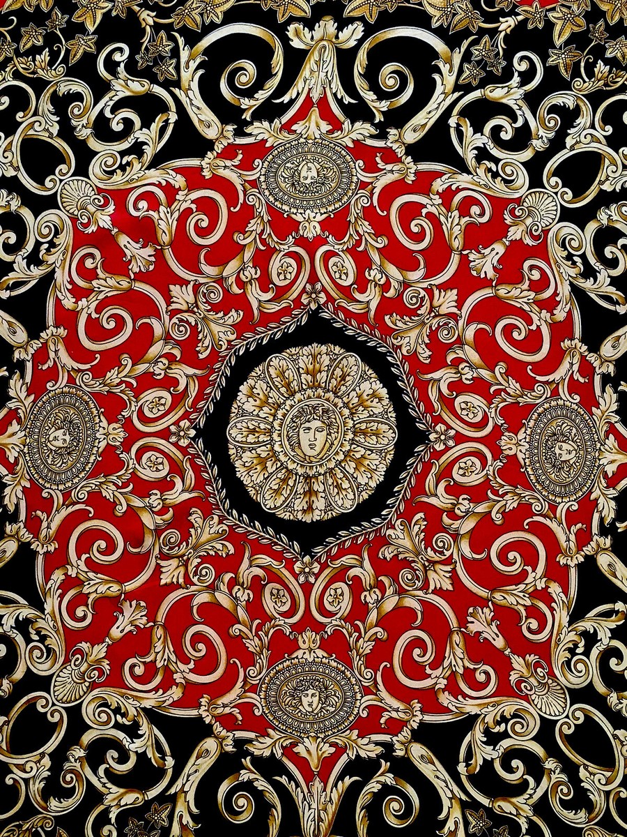 Gianni Versace ATELIER スカーフ ATELIER VERSACE GIANNI VERSACE GOLD/BLACK/RED LARGE Silk