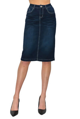 Women's Juniors/Plus Size Middle - Length Stretch Denim Pencil Skirt