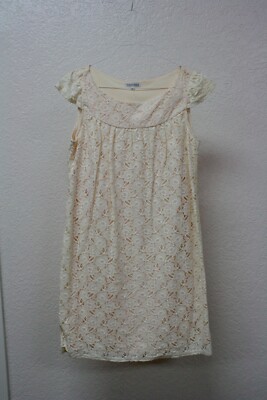 VELVET TOUCH LADIES CREAM COLOR LACE CAP SLEEVES SUMMER DRESS SIZE LARGE  NEW | eBay