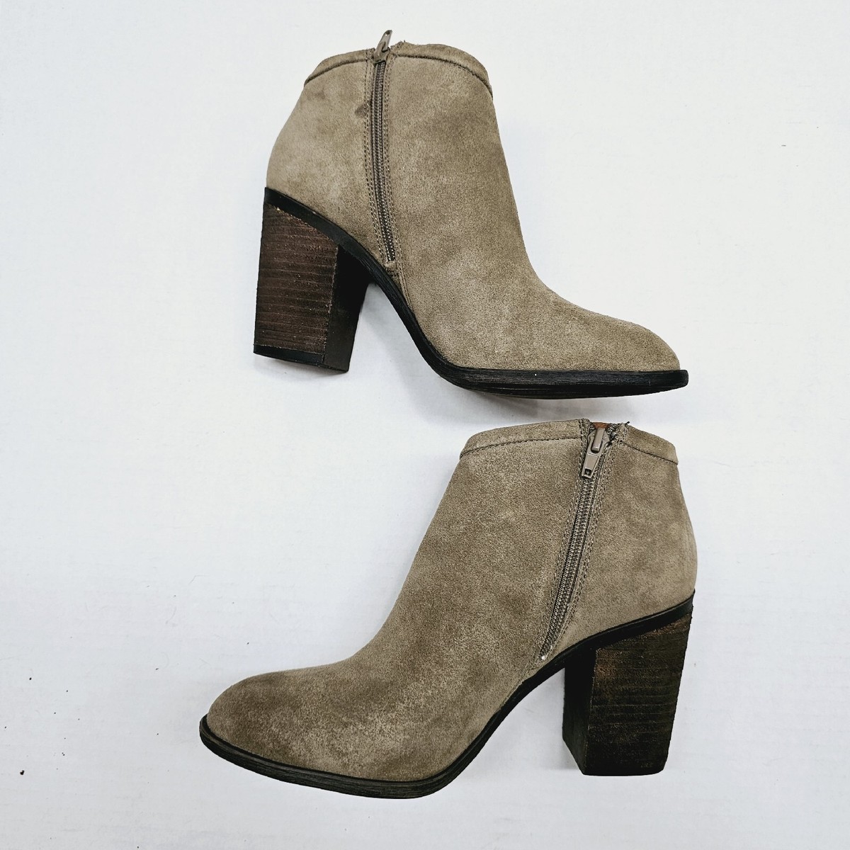 LUCKY BRAND Womens 9.5 M Gray Leather Booties Boots LK-SALZA