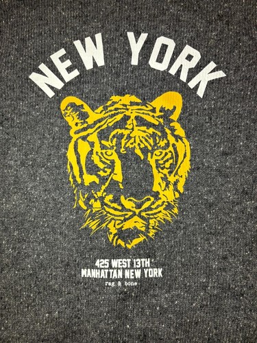 NWT Rag & Bone Sweater MED Gray Tiger Pullover Donegal Varsity Crew $295 NEW YRK - Picture 3 of 11