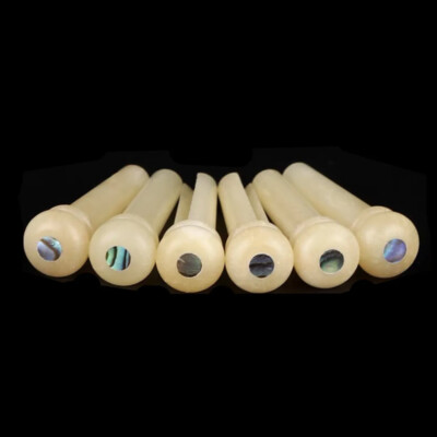 6X Guitar Pin String Peg Unbleached Bone Abalone shell Dot Luthier Bridge USA