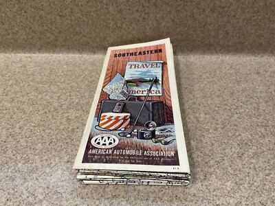 Vintage AAA Map of Southeastern America (USA) August 1961