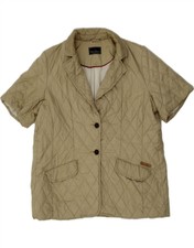 Conte Of Florence Womens Short Sleeve Quilted Jacket It 48 Xl Beige Bo13