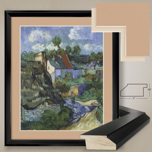 32W"x38H": HOUSES AT AUVERS by VINCENT VAN GOGH - DOUBLE MATTE, GLASS and FRAME - Picture 1 of 6