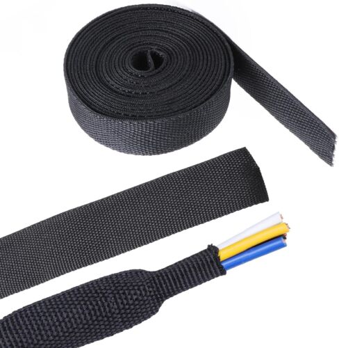Black 2:1 Ratio Automotive Heat Shrink Braided Sleeving Tube Protect Cable/Wires - Picture 3 of 12