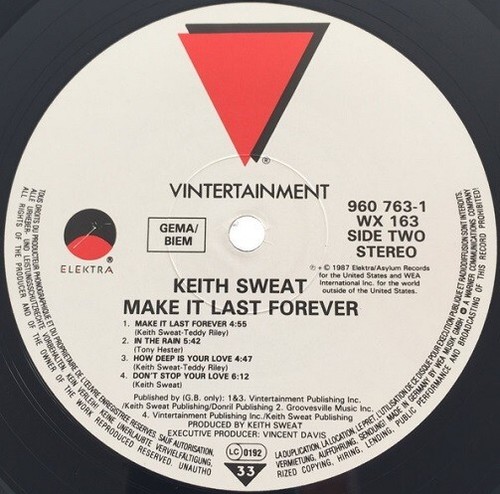 KEITH SWEAT Make It Last Forever Vinyl Record Album LP Vintertainment 1987 Soul - Picture 3 of 6