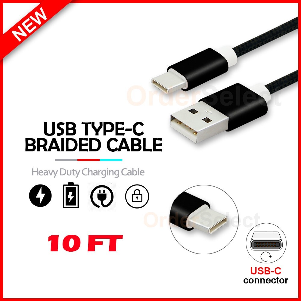 10FT Durable USB-C Fast Charging Cable for Sony Xperia 10 IV 1 IV 5 III 5 IV