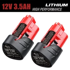 For Milwaukee 48-11-2460 For M12 12V 3.5Ah Extended Capacity Battery - 2Pack