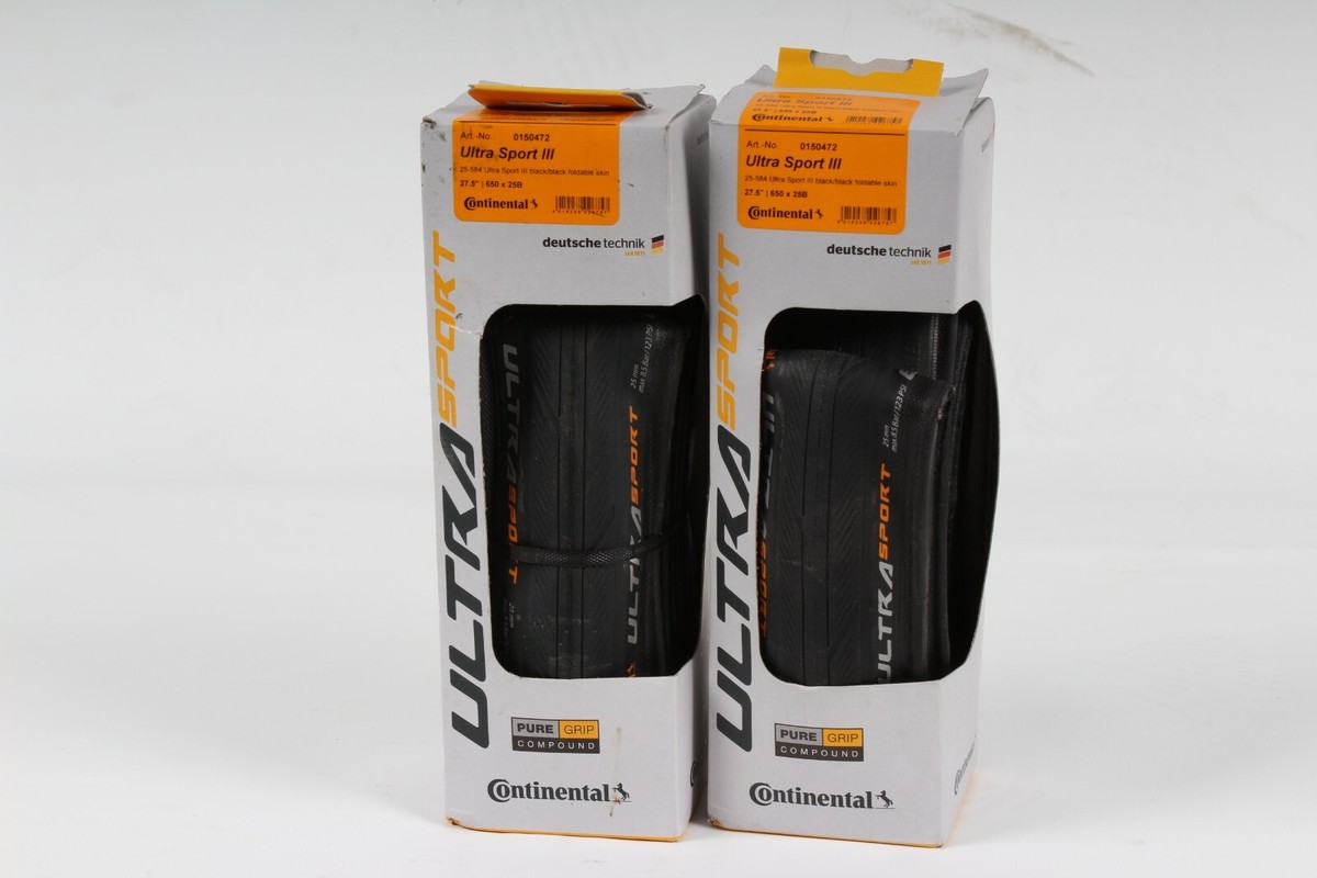 Continental Ultra Sport III 650bx25 Black Wire Bead Road Bike Tire