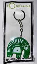Sri Lanka Elephant Wooden Keyring Keychain NEW E37v 