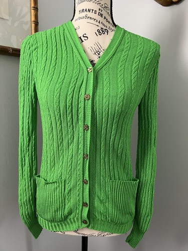 Vintage Bright Green Cardigan Sweater 