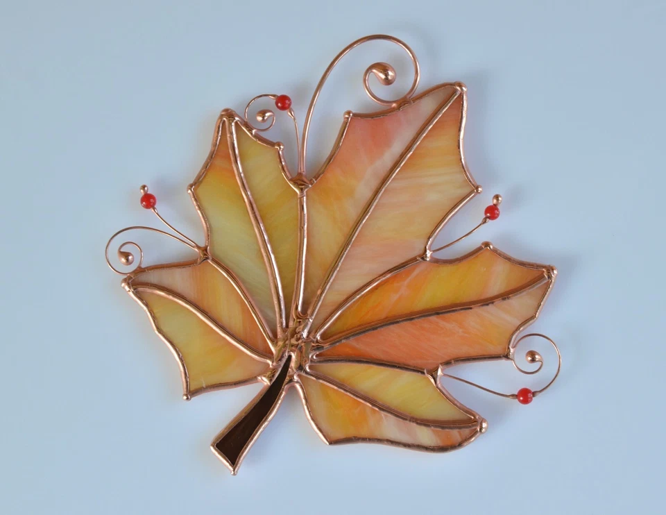 Vidrieras Otoño Hoja Atrapasol Ventanas Colgantes Decoración Otoño Foto 4 de 4