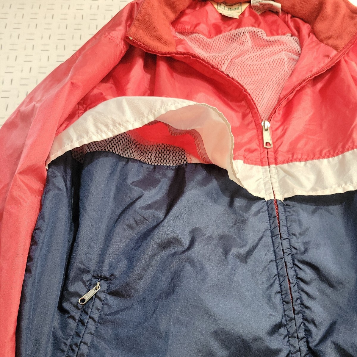L.L. Bean RN71341 Hooded Rain Jacket Wind Breaker Red White L.L. Bean RN71341 Hooded Rain Jacket Wind Breaker Red White