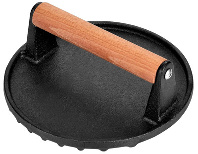Burger Press, 7'' round Heavy-Duty Cast Iron Smash Bacon Press Meat Steak
