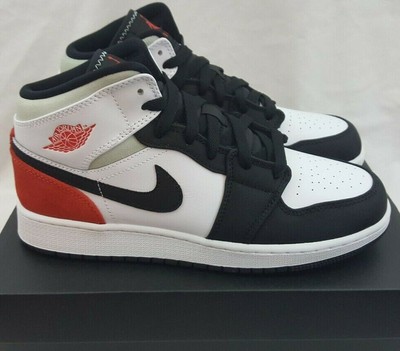 Nike Air Jordan 1 Mid SE White Black Red Spruce Union (GS) BQ6931-100 Size  6Y | eBay