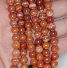 8MM RED ZEBRA JASPER GEMSTONE ROUND LOOSE BEADS 15"