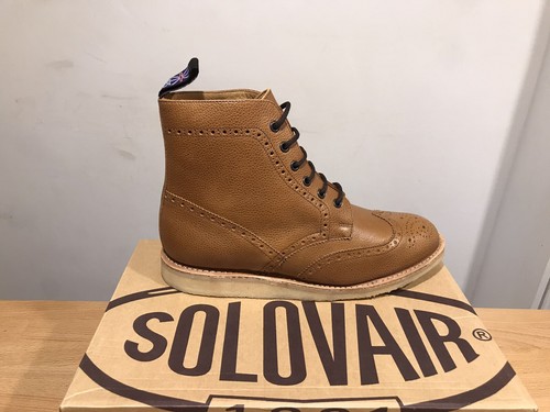 NPS Solovair Cuero Marrón 6 Ojo Crepé Grano Calado Botas ! SizeUK8! De ! Solo - Picture 7 of 12