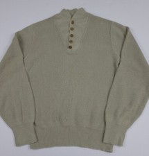 Vintage 80s 90s Eddie Bauer Cotton Knit Wood Button Henley Sweater Outdoor Vtg