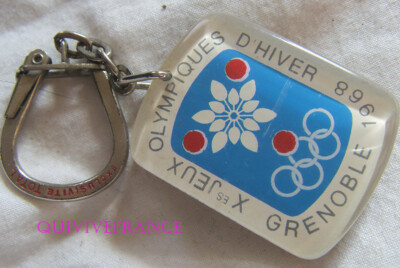 PORTE CLÉ + BADGE ALLEZ FRANCE ANORAK OLYMPIC JO 68 GRENOBLE JEUX OLYMPIQUE 1968