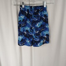 Laguna Elastic Waist Drawstring Pull On Swim Trunks Blue Shark Print Boys Sz 5/6