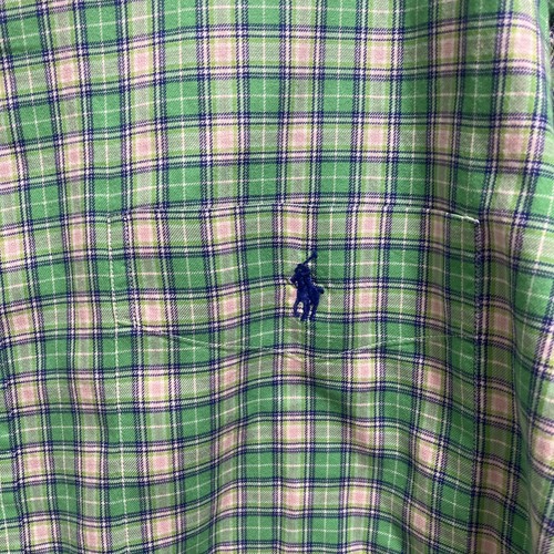 Ralph Lauren Shirt Men Sz Large Green Plaid Blake Blue Pony Long Sleeve - Picture 4 of 6