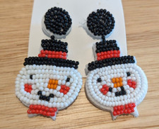 Beaded Snowman Earrings