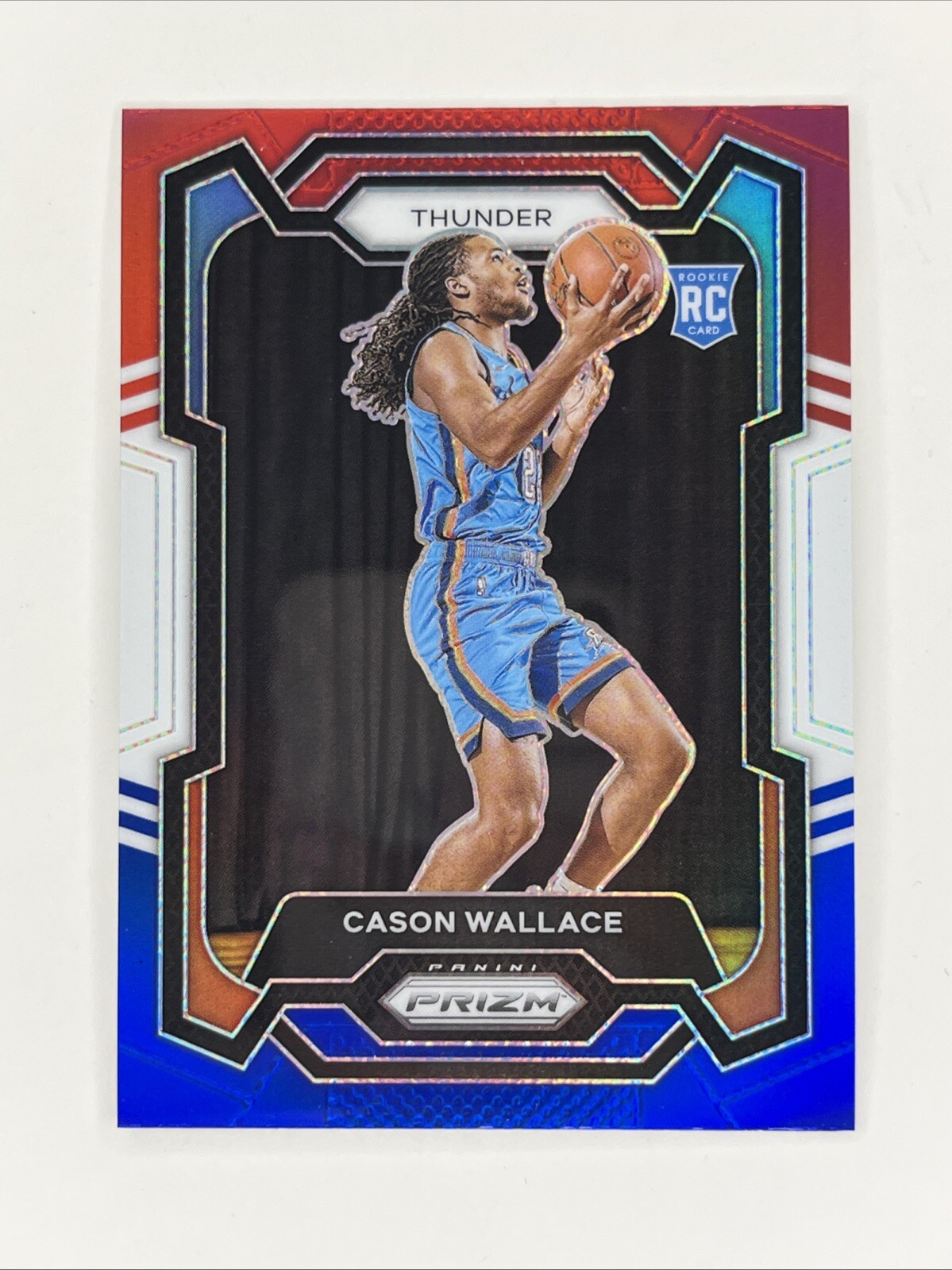 2023-24 Panini Prizm #139 Cason Wallace Prizms Red White Blue Rookie OKC Thunder