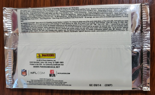 2014 Panini Prizm Football 4 Card Blaster Pack - Checklist within - 第 2/2 張圖片