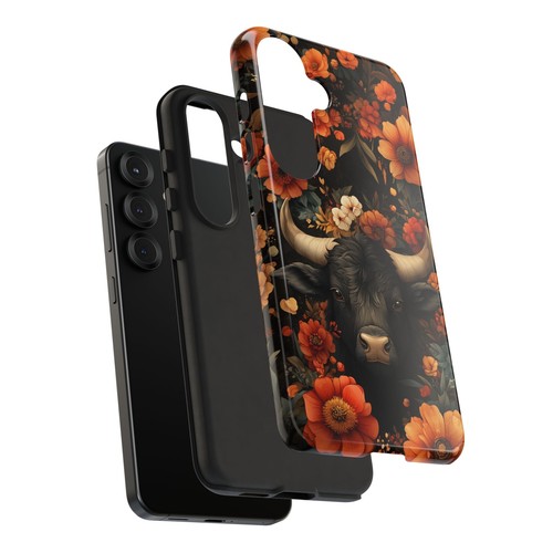Black Boho Bull Orange Flower - Phone Case for iPhone, Galaxy, Pixel - 第 181/281 張圖片