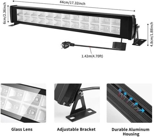UV Schwarzlicht - UV48W -, Farbwechselnde RGB- und LED Draußen mit Fernbedienung - Bild 1 von 6