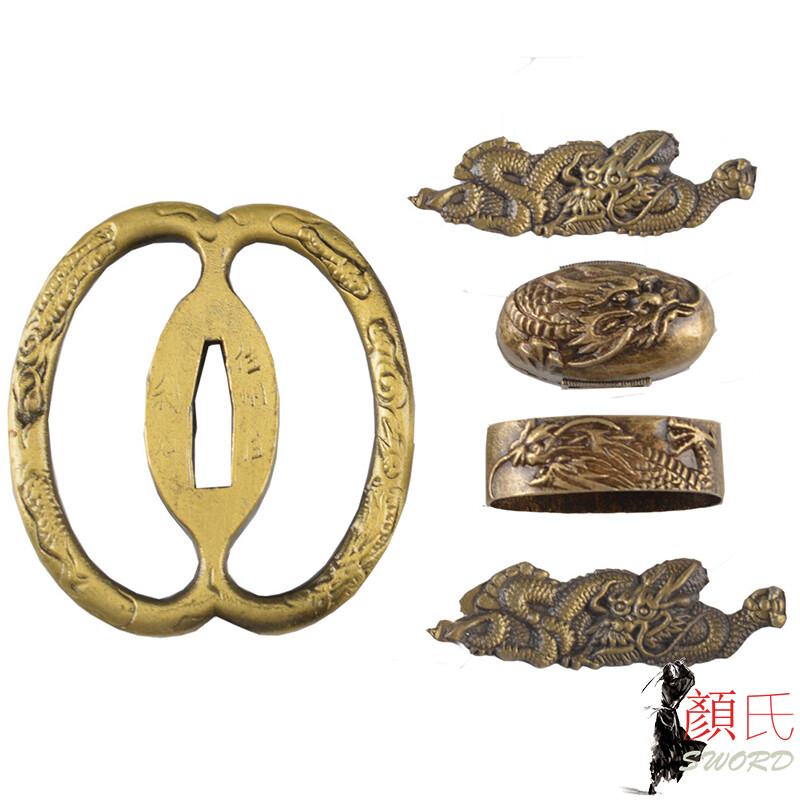 刀の鍔と目貫　JP sword Tsuba and Menuki. Alloy Dragon Tsuba Guard+Menuki for Japanese Katana