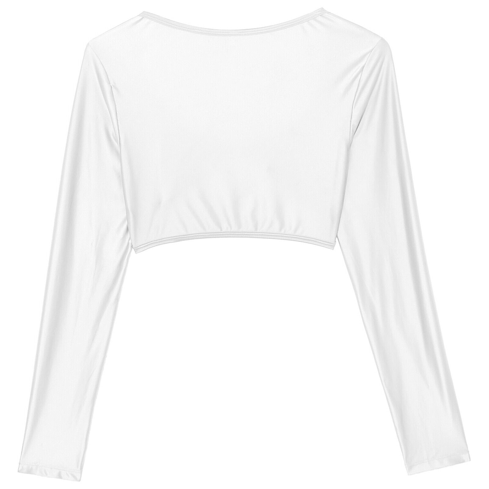 Women's Crop Tops Casual Blouse Long Sleeve Shrug Workout T-shirts Pool Outwear - Picture 25 of 75
