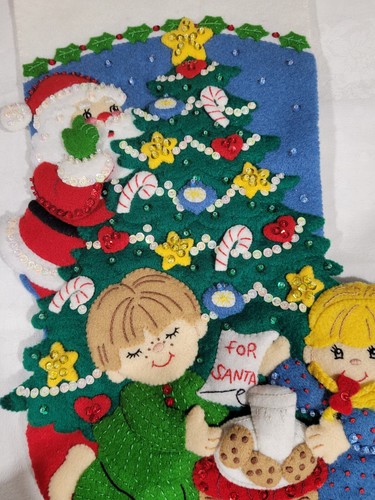 Bucilla "COOKIES FOR SANTA" Felt Christmas Stocking Kit VNTG. 83391 - Picture 4 of 5