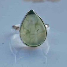 Natural Prehnite Gemstone Ring,Statement Ring,925 Sterling Silver,Boho Ring,Gift
