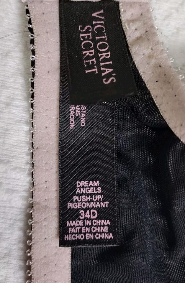 Victoria Secret Women Bra 34D Black/Pink Lace Dream Angels Push Up eBay