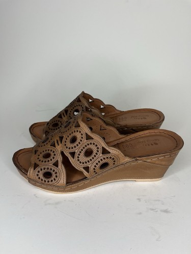 Spring Step Shoes Sandals Wedges Slides Women Size 38 US 7 Brown Leather - Picture 4 of 18