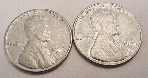 New Listing1943 P Lincoln Steel Wheat Cent / Penny Set (2 Coins) AVE CIRCULATED *FREE SHIP*