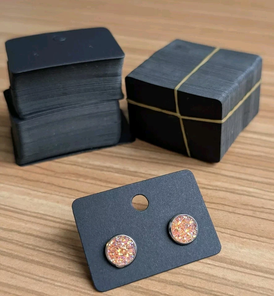 Tarjetas de exhibición de pendientes cartulina negra de 2 pulgadas 200 quilates suministros para hacer joyas Foto 3 de 4