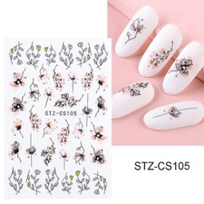 Blossom Branches Geometric Lines Nail Sticker Leaf Heart Checkerboard Star Moon