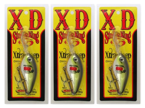 (3) Strike King 8XD 5 1/2" Xtra Deep Crankbaits 1.3 Oz Silver TN Shad Brand New