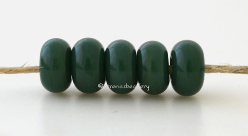 5 DARK FOREST GREEN * Lampwork Spacer Beads Glossy Matte Glass Handmade Donut - Picture 2 of 4