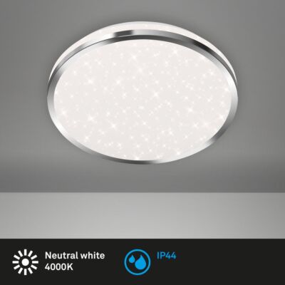Runde LED Deckenleuchte Sternenhimmel Badlampe IP44 12W 28 cm weiß chrom
