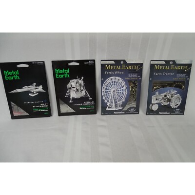 4 Metal Earth Model Kits Tractor Ferris Wheel SR-71 Blackbird Apollo Lunar Modul