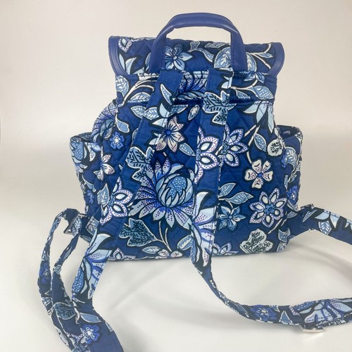 Vera Bradley Tropics Tapestry Navy Blue Floral Quilted Backpack - Picture 4 of 7