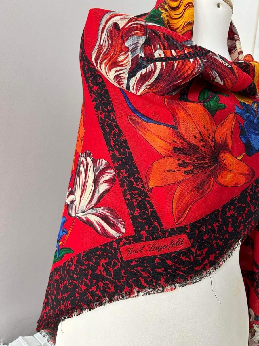 Foulard Châle Karl Lagerfeld Multicolore - Soie, Fait En Italie, Occasion