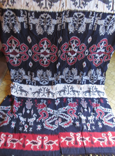VIntage Ikat Fabric Guatemalan Woven Textile Fringe Handwoven - Picture 2 of 7