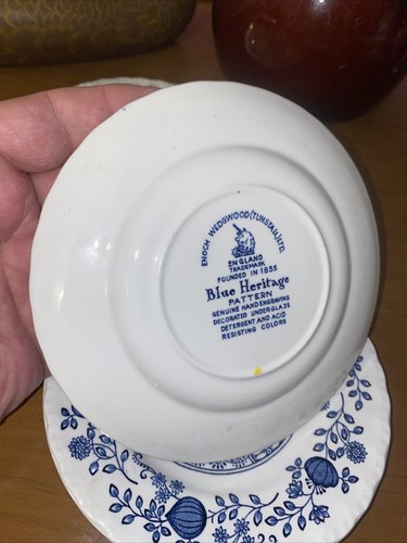 Vintage Set of 4 Enoch Wedgwood Tunstall Blue Heritage Onion Bread Plates 6-1/4" - Picture 5 of 8