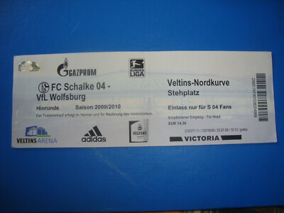 09/10 Ticket FC Schalke 04 VFL Wolfsburg Eintrittskarte Bundesliga Sammler